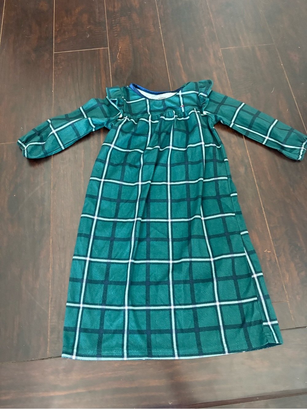 Tommy Hilfiger Girls 3T Green Plaid Fleece Nightgown Holiday Christmas